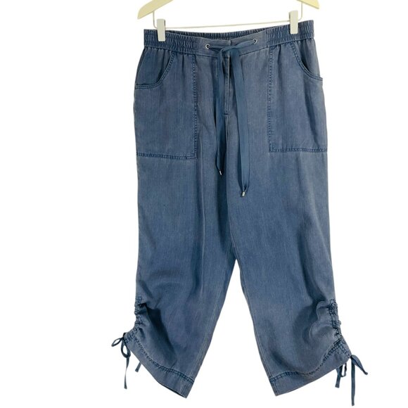 utility joggers travel pants loose fit pull on grey  cuffed sz 6 Jones New York - Picture 13 of 14